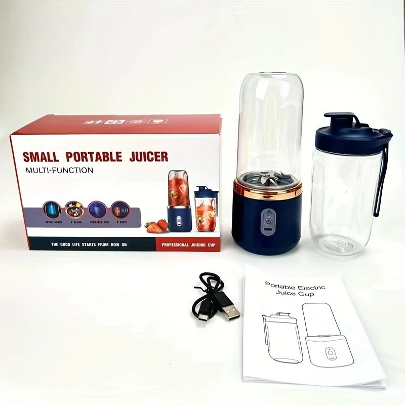 6-Blade Portable Mini Blender – USB Rechargeable High-Speed Smoothie & Juice Maker