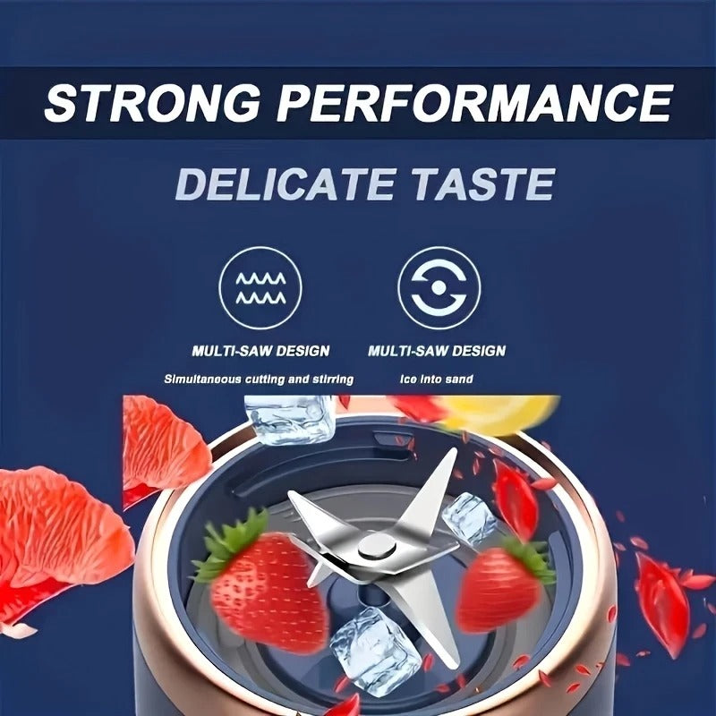 6-Blade Portable Mini Blender – USB Rechargeable High-Speed Smoothie & Juice Maker